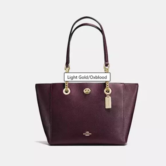 NWT Large  Coach Oxblood Turnlock Tote handbag Luxury dustbag - Picture 1 of 13